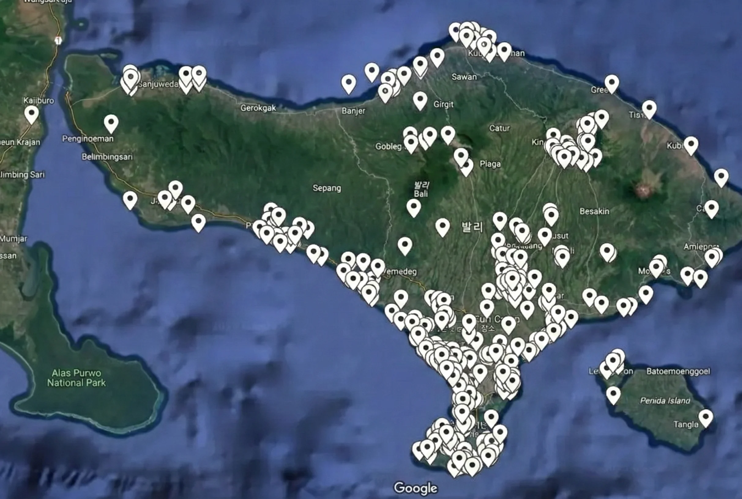 발리 임장 지도